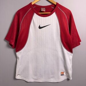 Vintage Nike Team T-Shirt Mens Size Large Mesh Center Swoosh Red Y2K